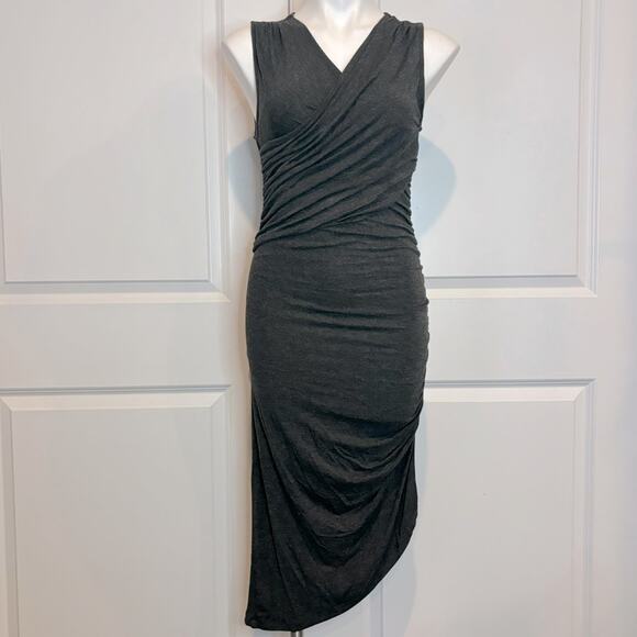 Anthropologie Dresses & Skirts - Anthro Moulinette Soeurs Arden Gray Sleeveless Wrap Asymmetric Ruched Dress S